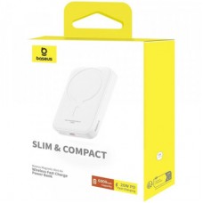 Батарея універсальна Baseus Magnetic Wireless Mini Air 6000 mAh 20W PD, QC, Qi-15W, White (6932172641429) - Фото