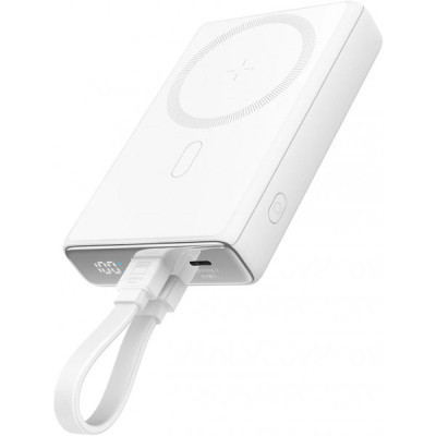 Батарея універсальна JOYROOM Magnetic Wireless 10000 mAh 20W QC, USB-C In/Out White (JR-PBM01 / 6941237112545)