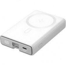 Батарея універсальна JOYROOM Magnetic Wireless 10000 mAh 20W QC, USB-C In/Out White (JR-PBM01 / 6941237112545) - Фото