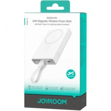 Батарея універсальна JOYROOM Magnetic Wireless 10000 mAh 20W QC, USB-C In/Out White (JR-PBM01 / 6941237112545) - Фото