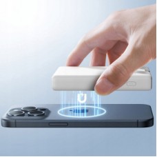 Батарея універсальна JOYROOM Magnetic Wireless 10000 mAh 20W QC, USB-C In/Out White (JR-PBM01 / 6941237112545) - Фото