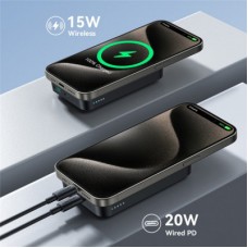 Батарея універсальна JOYROOM Magnetic Wireless 10000 mAh 20W PD, QC, USB-C In/Out Black (JR-W020 / 6941237118455) - Фото