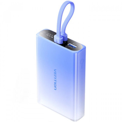 Батарея універсальна VENTION 10000 mAh 22,5W PD, USB-A, USB-C In/Out, Lightning In/Out, LED display, Blue (FHZL0)