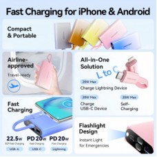 Батарея універсальна VENTION 10000 mAh 22,5W PD, USB-A, USB-C In/Out, Lightning In/Out, LED display, Blue (FHZL0) - Фото