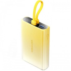 Батарея універсальна VENTION 10000 mAh 22,5W PD, USB-A, USB-C In/Out, Lightning In/Out, LED display, Yellow (FHZY0)