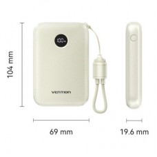 Батарея універсальна VENTION 10000 mAh 22,5W Fast Charging, USB-A, 2xUSB-C Beige (FKAN0-C) - Фото
