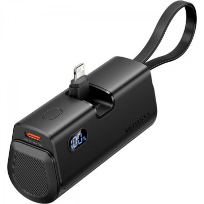 Батарея универсальная VENTION 4800mAh 22,5W PD, USB-C In/Out, LED display, with built-in Lightning cable Black (FHRB0)