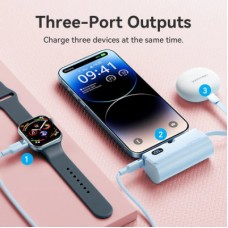 Батарея универсальная VENTION 4800mAh 22,5W PD, USB-C In/Out, LED display, with built-in Lightning cable Black (FHRB0) - Фото
