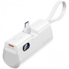 Батарея универсальная VENTION 4800mAh 22,5W PD, USB-C In/Out, LED display, with built-in USB-C cable White (FHQW0)