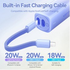 Батарея универсальная VENTION 5000mAh 20W PD, USB-C In/Out, Lightning In/Out, with cable, Gradient Red (FHWR0) - Фото