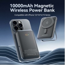 Батарея універсальна VENTION Magnetic Wireless 10000 mAh 20W PD USB-C In/Out, QI-15W Black (FHNB0) - Фото