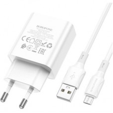 Зарядний пристрій BOROFONE BA74A Aspirer USB + cable USB to Micro 5P White (6974443388664) - Фото