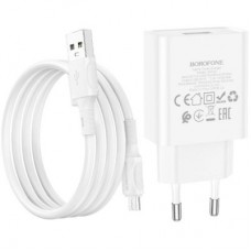 Зарядний пристрій BOROFONE BA74A Aspirer USB + cable USB to Micro 5P White (6974443388664) - Фото