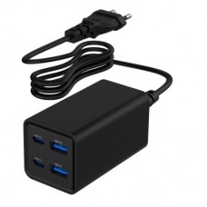 Зарядний пристрій Gembird 2xUSB-C PD65W + 2xUSB QC 3.0 30 W black (TA-UC-2A2C-PD65-01-BK) - Фото