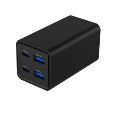 Зарядний пристрій Gembird 2xUSB-C PD65W + 2xUSB QC 3.0 30 W black (TA-UC-2A2C-PD65-01-BK) - Фото