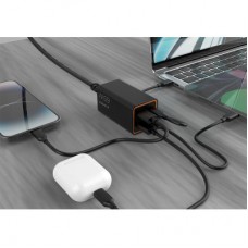 Зарядний пристрій Gembird 2xUSB-C PD65W + 2xUSB QC 3.0 30 W black (TA-UC-2A2C-PD65-01-BK) - Фото