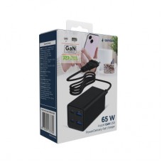 Зарядний пристрій Gembird 2xUSB-C PD65W + 2xUSB QC 3.0 30 W black (TA-UC-2A2C-PD65-01-BK) - Фото