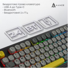 Клавіатура Ajazz AF98 Plus Wireless/Bluetooth/USB UA Black/Grey/Yellow (AF98-PLUS-BGY) Клавіатура Ajazz AF98 Plus Wireless/Bluetooth/USB UA Black/Grey/Yellow (AF98-PLUS-BGY) - Фото