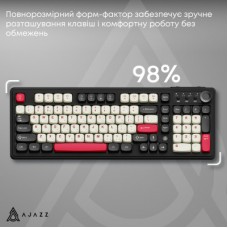 Клавіатура Ajazz AF98 Plus Wireless/Bluetooth/USB UA Black/White/Red (AF98-PLUS-BSR) Клавіатура Ajazz AF98 Plus Wireless/Bluetooth/USB UA Black/White/Red (AF98-PLUS-BSR) - Фото