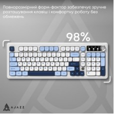 Клавіатура Ajazz AF98 Plus Wireless/Bluetooth/USB UA White/Blue (AF98-PLUS-GB) Клавіатура Ajazz AF98 Plus Wireless/Bluetooth/USB UA White/Blue (AF98-PLUS-GB) - Фото
