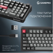 Клавиатура GamePro Asgard Drakkar Keychron Super Red Switch Wireless/Bluetooth/USB UA Black (MK305BK) - Фото
