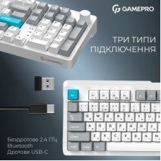 Клавиатура GamePro Asgard Drakkar Keychron Super Red Switch Wireless/Bluetooth/USB UA White (MK305WH) - Фото