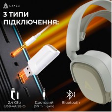 Наушники Ajazz AHM09 MAX 3-Mode Gray/White (AHM09-MAX-GW) Наушники Ajazz AHM09 MAX 3-Mode Gray/White (AHM09-MAX-GW) - Фото