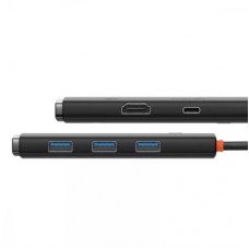 Концентратор Baseus USB-C 5-in-1 HDMI + 3xUSB 3.0 + PD black (WKQX040001) - Фото
