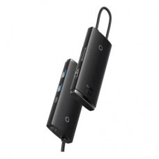 Концентратор Baseus USB-C 6-in-1 HDMI + 2xUSB 3.0 + PD + SD/TF black (WKQX050101) - Фото