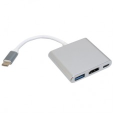 Концентратор Patron USB-C to HDMI + USB 3.0 + USB-C 0.1 m black (ADAPT-PN-TYPE-C-HUB) - Фото