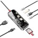 Концентратор Promate USB-C 8-in-1 USB-C PD100W + HDMI 4K60Hz + USBC + 2xUSB 3.0 + RJ45 1000Mbps + SD/MicroSD grey (transhub-mini)