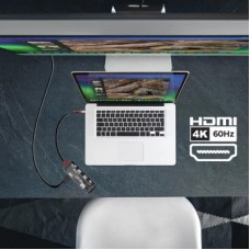 Концентратор Promate USB-C 8-in-1 USB-C PD100W + HDMI 4K60Hz + USBC + 2xUSB 3.0 + RJ45 1000Mbps + SD/MicroSD grey (transhub-mini) - Фото