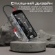 Концентратор Promate USB-C 8-in-1 USB-C PD100W + HDMI 4K60Hz + USBC + 2xUSB 3.0 + RJ45 1000Mbps + SD/MicroSD grey (transhub-mini)