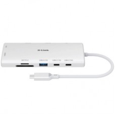 Концентратор D-Link USB-C 10-in-1 2xHDMI + 1xRJ45 1000Mbps + 2xUSB-C + USB 3.1 + USB 3.0 + SD + TF silver (DUP-A01) - Фото