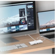 Концентратор D-Link USB-C 10-in-1 2xHDMI + 1xRJ45 1000Mbps + 2xUSB-C + USB 3.1 + USB 3.0 + SD + TF silver (DUP-A01) - Фото
