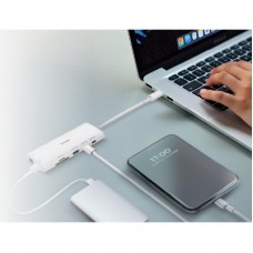 Концентратор D-Link USB-C 10-in-1 2xHDMI + 1xRJ45 1000Mbps + 2xUSB-C + USB 3.1 + USB 3.0 + SD + TF silver (DUP-A01) - Фото