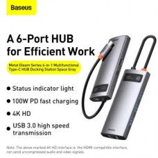 Концентратор Baseus USB-C 6-in-1 (CAHUB-CW0G) - Фото