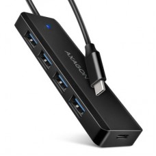 Концентратор AXAGON USB-C to 4xUSB 3.0 black (HUE-C1C) - Фото
