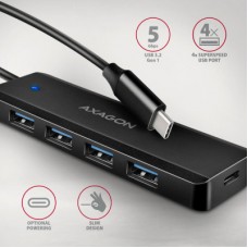 Концентратор AXAGON USB-C to 4xUSB 3.0 black (HUE-C1C) - Фото