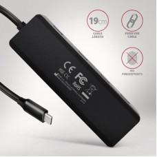 Концентратор AXAGON USB-C to 4xUSB 3.0 black (HUE-C1C) - Фото