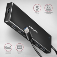 Концентратор AXAGON USB 3.1 to 7xUSB 3.0 black (HUE-F7A) - Фото