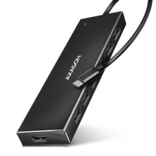 Концентратор AXAGON USB-C to 7xUSB 3.0 black (HUE-F7C) - Фото