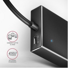 Концентратор AXAGON USB-C to 7xUSB 3.0 black (HUE-F7C) - Фото