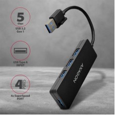 Концентратор AXAGON USB 3.1 to 4xUSB 3.0 black (HUE-G1A) - Фото