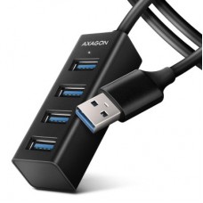Концентратор AXAGON USB 3.1 to 4xUSB 3.0 1.2m black (HUE-M1AL) - Фото