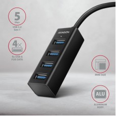 Концентратор AXAGON USB 3.1 to 4xUSB 3.0 1.2m black (HUE-M1AL) - Фото