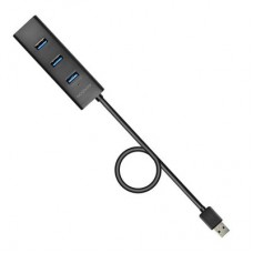 Концентратор AXAGON USB 3.1 to 4xUSB 3.0 1.2m + power adapter + cable USB to Micro 5P black (HUE-S2BP) - Фото