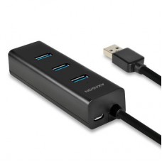 Концентратор AXAGON USB 3.1 to 4xUSB 3.0 1.2m + cable USB to Micro 5P black (HUE-S2BL) - Фото