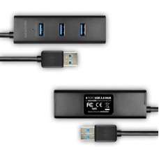 Концентратор AXAGON USB 3.1 to 4xUSB 3.0 1.2m + cable USB to Micro 5P black (HUE-S2BL) - Фото