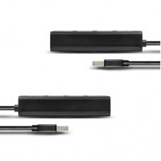 Концентратор AXAGON USB 3.1 to 4xUSB 3.0 1.2m + cable USB to Micro 5P black (HUE-S2BL) - Фото